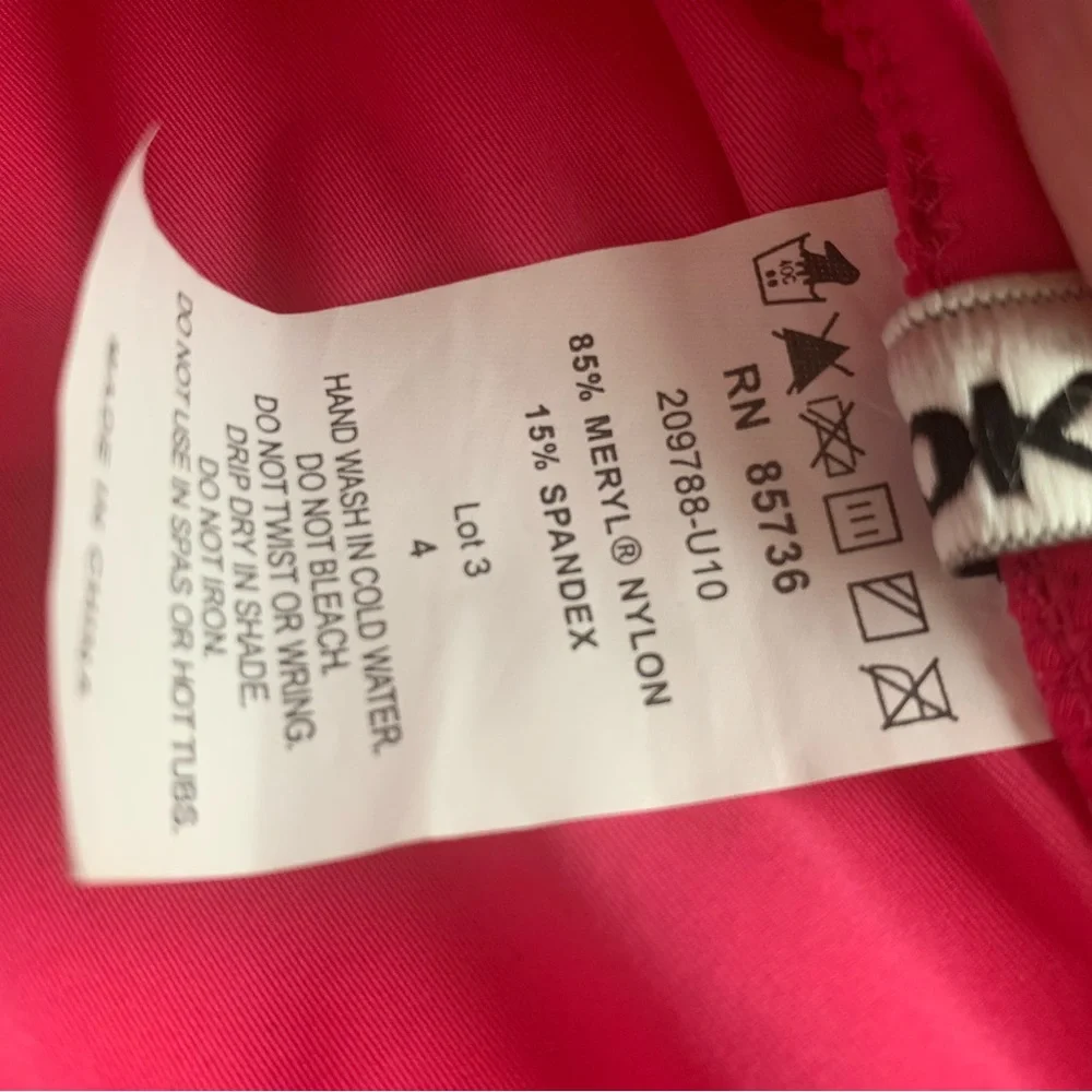 DKNY Hot Pink Halter Swimsuit With Ruching Small - Picture 4 of 8
